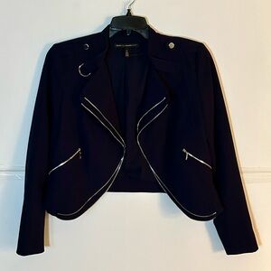 White House Black Market Women's Navy BlueJacket with Gold Accents. Size 12